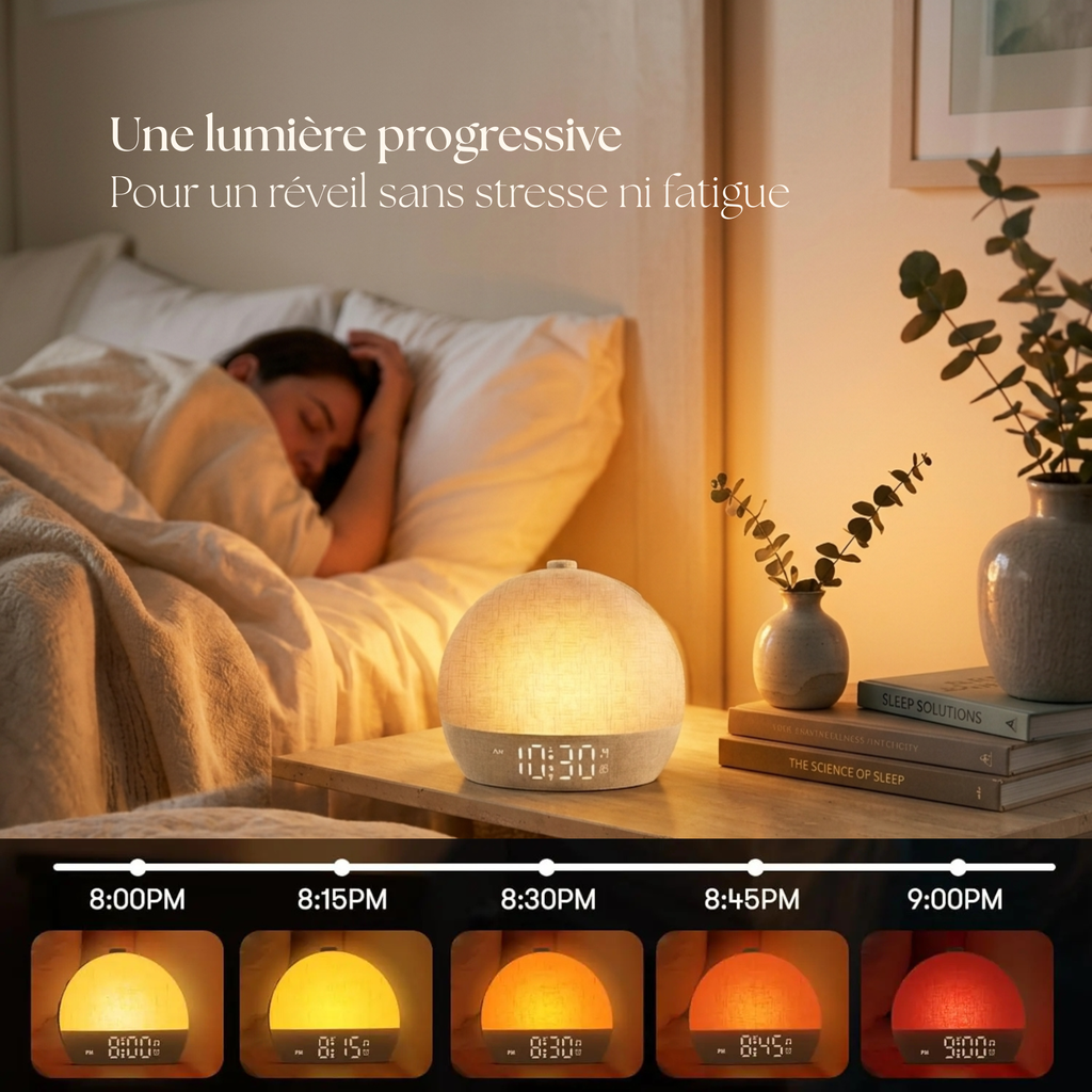Réveil simulateur d'aube avec lumière progressive du lever du soleil